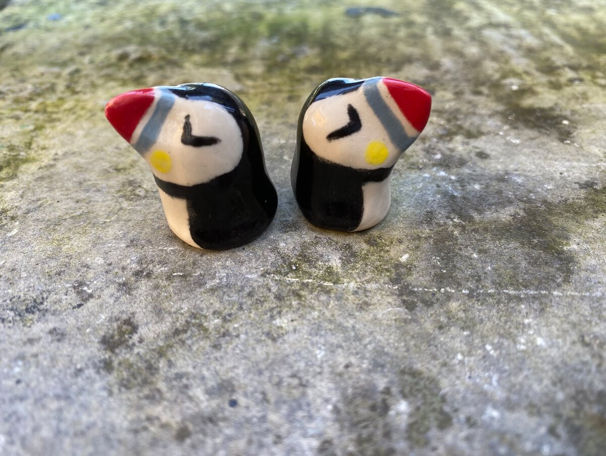 Handmade ceramic puffin
